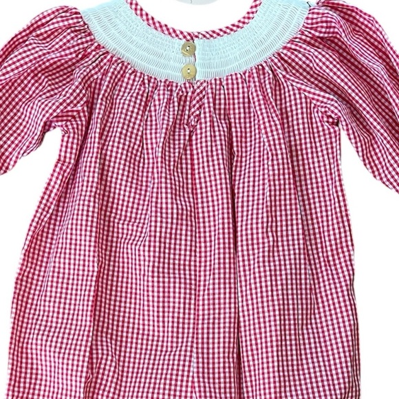 Red Gingham Dress with Tractor Embroidery Marie Nicole NWT Sz 2 yrs - Picture 3 of 5